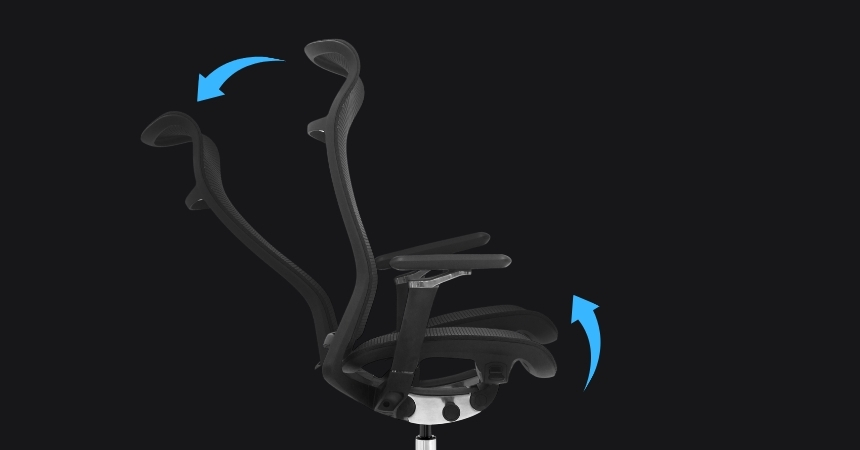 Fotel ergonomiczny biurowy ERGONAUT AERO czarny mechanizm odchylania